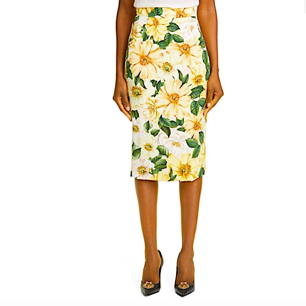 Dolce & Gabbana Dolce & Gabbana Camellia Print Pencil Skirt